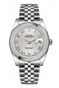 Rolex Stainless Steel Datejust 36 Silver Roman Jubilee