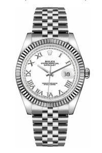 Rolex Steel & White Gold Datejust 36 White Roman Jubilee