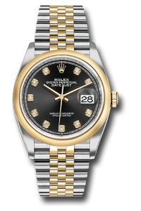 Rolex Steel & Yellow Rolesor Gold Datejust 36 Black Diamond Oyster