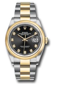 Rolex Steel & Yellow Rolesor Gold Datejust 36 Black Diamond Oyster