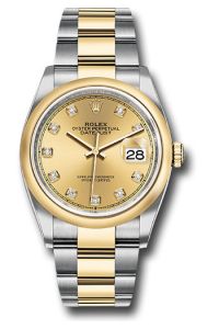 Rolex Steel & Yellow Rolesor Gold Datejust 36 Champagne Diamond Oyster