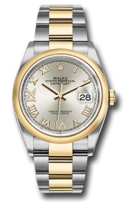 Rolex Steel & 18K Yellow Rolesor Datejust 36 Silver Diamond Roman Oyster