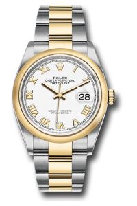 Rolex Steel & Gold Rolesor Datejust 36 White Roman Oyster