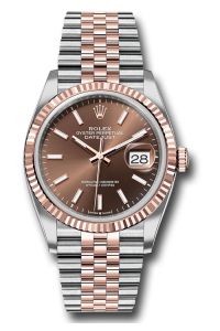 Rolex Steel & Rose Gold Datejust 36 Chocolate Index  Jubilee