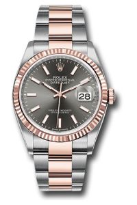 Rolex Steel & Rose Gold Datejust 36 Rhodium Index Oyster