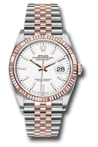 Rolex Steel & 18K Rose Gold Datejust 36 White Index Jubilee