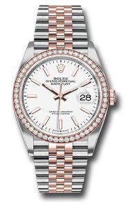 Rolex Steel & Everose Gold Datejust 36 White Index Diamond Bezel Jubilee