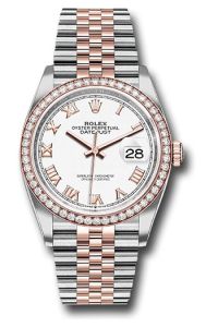 Rolex Steel & Everose Gold Datejust 36 White Roman Diamond Bezel Jubilee
