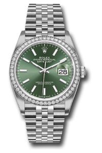 Rolex Steel & White Gold Datejust 36 Mint Green Index Jubilee Diamond Bezel