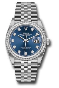 Rolex Steel & White Gold Datejust 36 Blue Diamond Jubilee Diamond Bezel