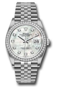 Rolex Steel & White Gold Datejust 36 Mother Of Pearl Diamond Jubilee Diamond Bezel