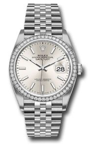 Rolex Steel & White Gold Datejust 36 Silver Index Jubilee Diamond Bezel