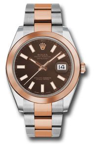 Rolex Everose Gold and Steel Datejust 41 Chocolate Index Oyster