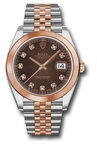 Rolex Everose Gold & Steel Datejust 41 Chocolate Diamond Oyster