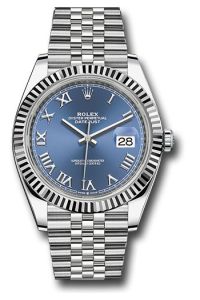 Rolex Stainless Steel & White Gold Datejust 41 Blue Roman Jubilee