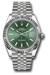 Rolex Stainless Steel & White Gold Datejust 41 Green Index Jubilee
