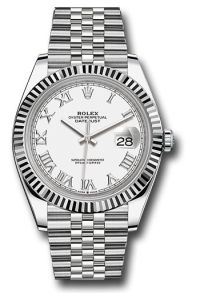 Rolex Stainless Steel & White Gold Datejust 41 White Roman Jubilee