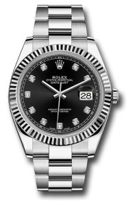 Rolex Stainless Steel & White Gold Datejust 41 Black Diamond  Oyster