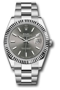 Rolex Stainless Steel & White Gold Datejust 41 Dark Rhodium Index Oyster