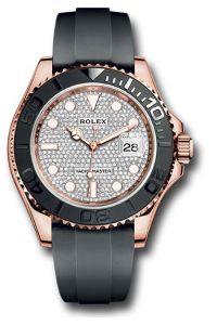Rolex Everose Gold Yacht-Master 40 Diamond Paved Dial Oysterflex