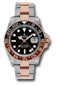 Rolex Everose Gold & Steel GMT Master II 40 Black & Brown Bezel Oyster