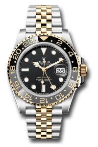 Rolex Yellow Gold & Steel GMT Master II 40 Black & Grey Bezel Jubilee