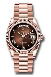 Rolex 18K Rose Gold Day-Date 36 Brown Ombre Roman