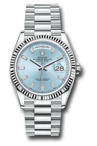 Rolex Platinum Day-Date 36 Ice Blue Baguette Diamond