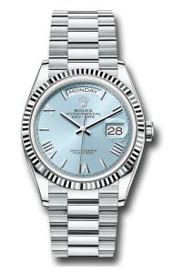 Rolex Platinum Day-Date 36 Ice Blue Roman Numeral Dial