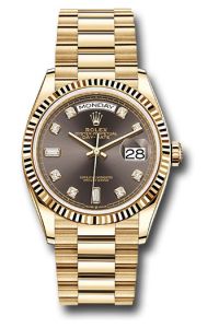 Rolex 18K Yellow Gold Day-Date 36 Dark Grey Diamond