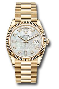 Rolex 18K Yellow Gold Day-Date 36 Mother Of Pearl Diamond