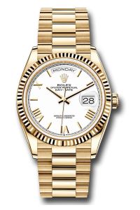 Rolex 18K Yellow Gold Day-Date 36 White Roman