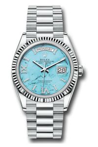 Rolex Platinum DayDate 36 Turquoise Diamond