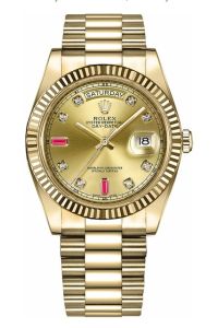 Rolex Yellow Gold Day-Date 41 Champagne Diamond Ruby