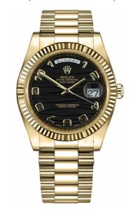 Rolex Yellow Gold Day-Date 41 Black Wave Arabic
