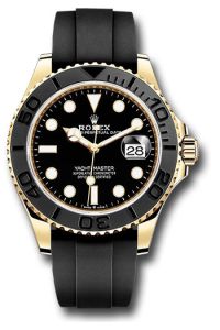 Rolex Yellow Gold Yacht-Master 42 Black Dial Oysterflex