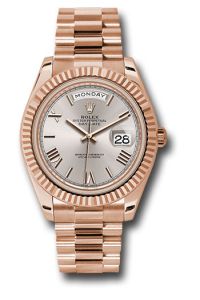 Rolex Everose Gold Day-Date 40 Silver Roman