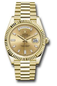 Rolex Yellow Gold Day-Date 40 Champagne Baguette Diamond