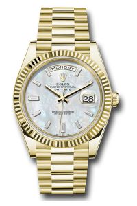 Rolex Yellow Gold Day-Date 40 Mother Of Pearl Baguette Diamond