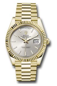 Rolex Yellow Gold Day-Date 40 Silver Index