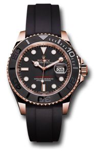 Rolex Everose Gold Yacht-Master 37 Black Dial Oysterflex