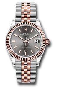 Rolex Steel & Rose Gold Datejust 31 Dark Rhodium Index Jubilee