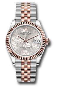 Rolex Steel & Rose Gold Datejust 31 Silver Floral Motif Diamond Jubilee