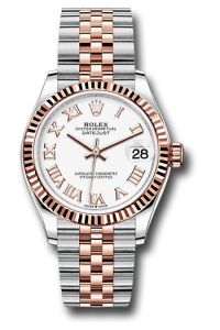 Rolex Steel & Rose Gold Datejust 31 White Roman Jubilee
