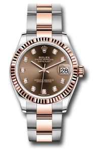 Rolex Steel & Rose Gold Datejust 31 Chocolate Diamond Oyster