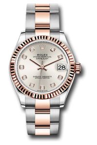 Rolex Steel & Rose Gold Datejust 31 Silver Diamond Oyster