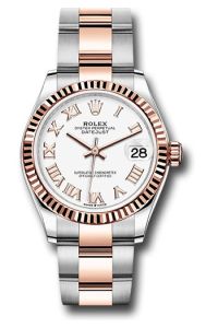 Rolex Steel & Rose Gold Datejust 31 White Roman Oyster