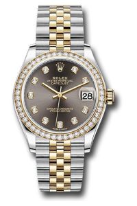 Rolex Steel & Yellow Gold Datejust 31 Dark Grey Diamond Jubilee Diamond Bezel