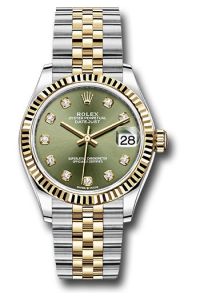 Rolex Steel & Yellow Gold Datejust 31 Olive Green Diamond Jubilee