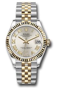 Rolex Steel & Yellow Gold Datejust 31 Silver Roman Diamond VI Jubilee